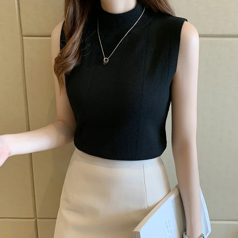 Blusa Feminina Luiza Business - Gola Alta - Algodão Coreano