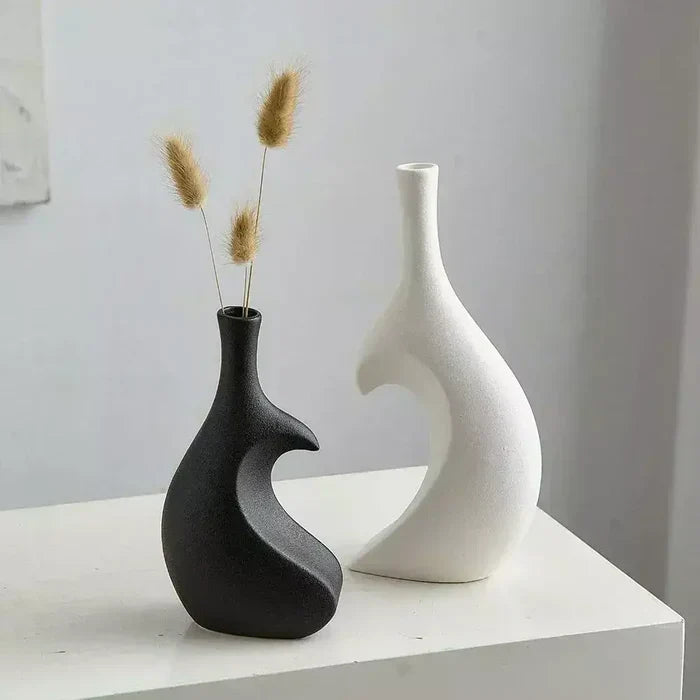 Vaso Decorativo para Sala de Cerâmica Coração 2 Peças