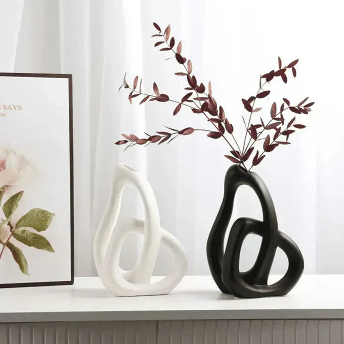 Vaso Decorativo para Sala de Cerâmica 2 Peças em 1