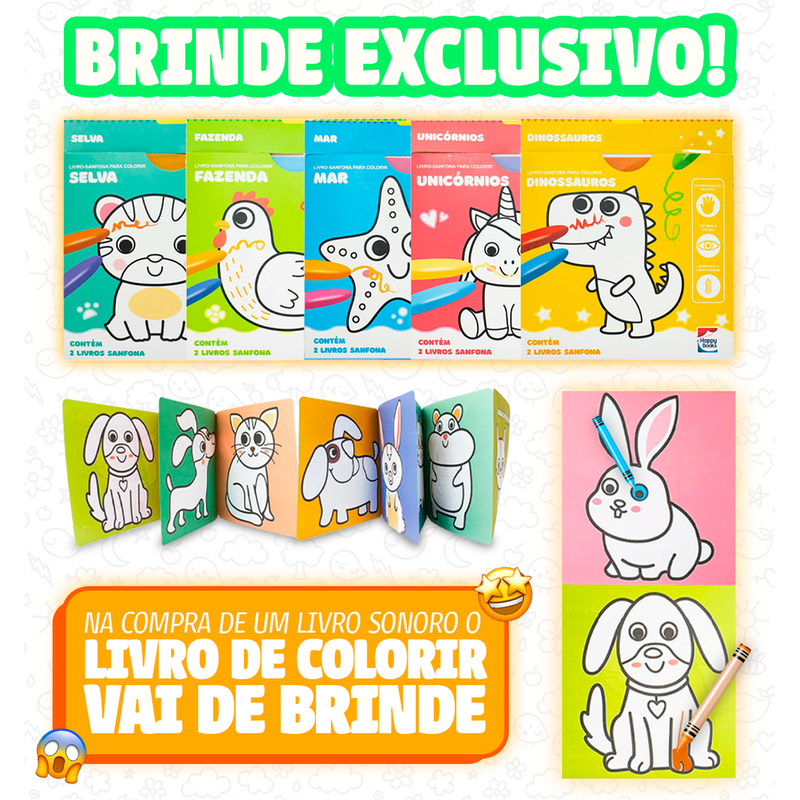 Livro Sensorial 50 Sons Animais + BRINDE EXCLUSIVO | Varie™