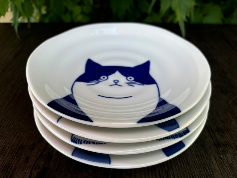 Pratos Estampados Bicolor Gatos