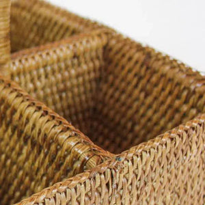 Porta Temperos Quadrado em Rattan com Alça