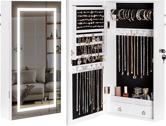 Espelho Luxo Luminare – Armário Organizador de Joias com LED