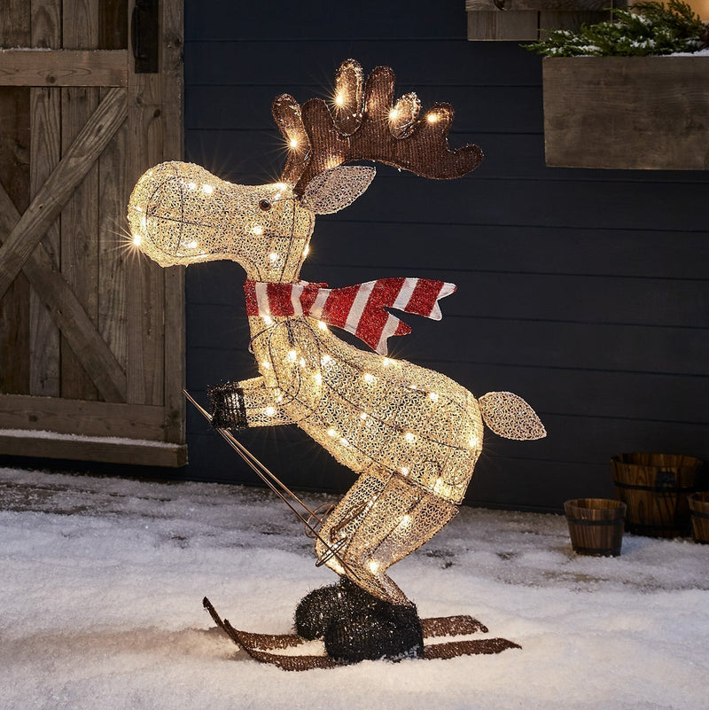 Alce Esquiador Iluminado com LED - Natal Loja Morada (PROMOÇÃO 2025)
