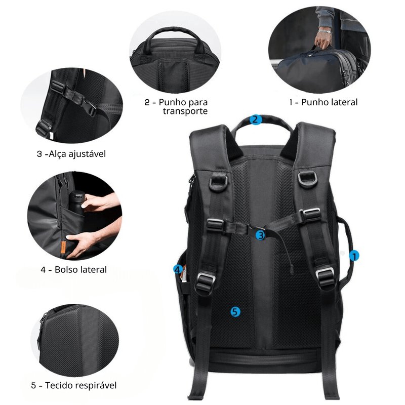 Mochila Levi Para Notebook Impermeável - Grande Capacidade