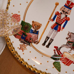 Jogo 6 Pratos Rasos Cerâmica Toys Christmas - 6 Peças