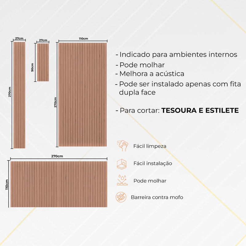 Painel Ripado Flexível Versátil: 270x110cm