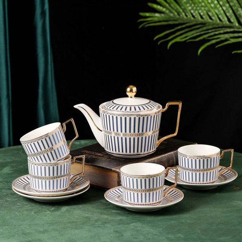 Conjunto de chá de cerâmica estilo britânico 15 Peças