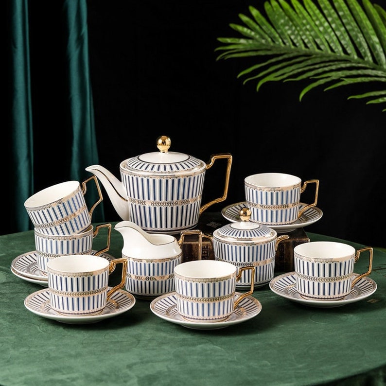 Conjunto de chá de cerâmica estilo britânico 15 Peças