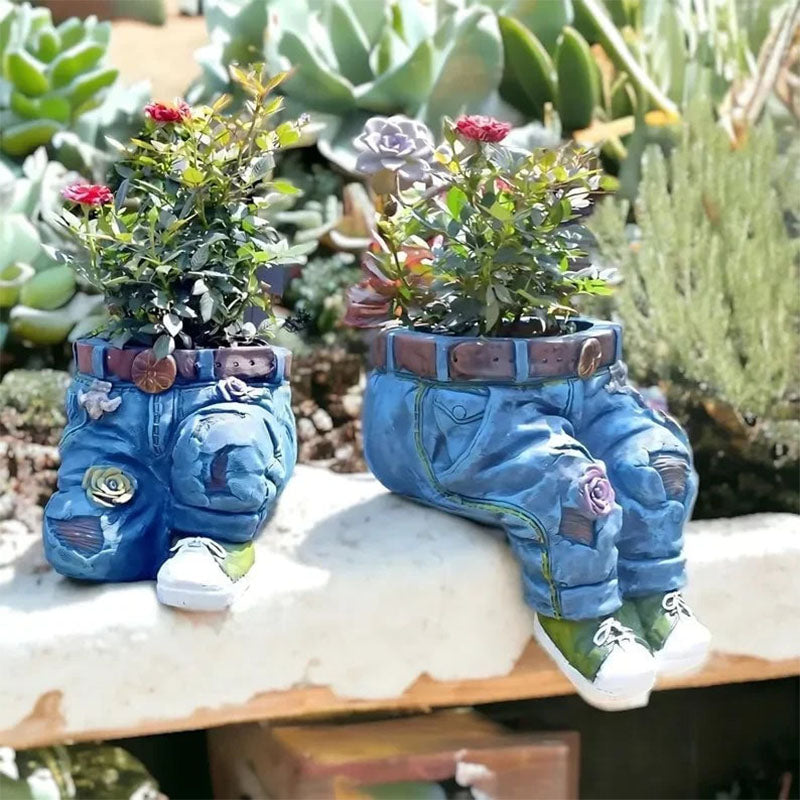 🌷Criativo Vaso de Flor 3D em Formato de Calça Jeans