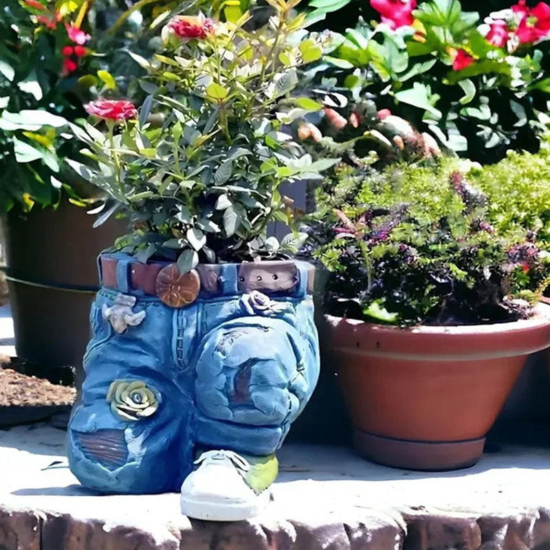 🌷Criativo Vaso de Flor 3D em Formato de Calça Jeans