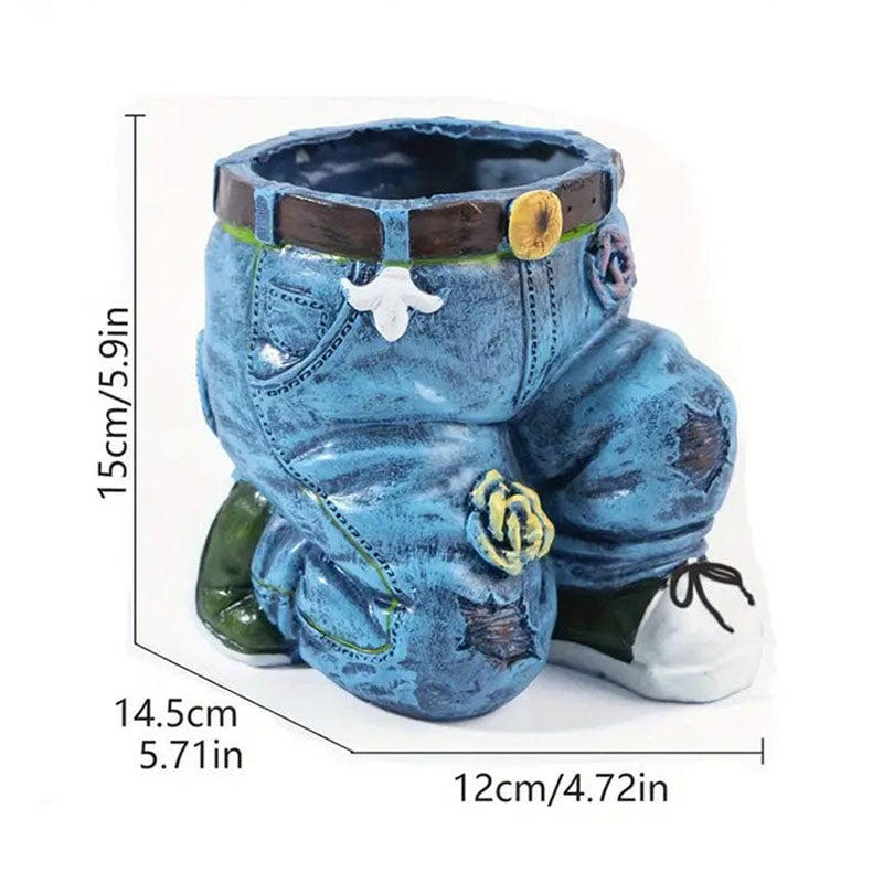 🌷Criativo Vaso de Flor 3D em Formato de Calça Jeans